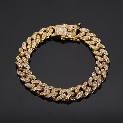 China Custom mens hip hop punk necklace with diamond bracelet gold hiphop necklace Cuba chain jewelry direct wholesale price for sale