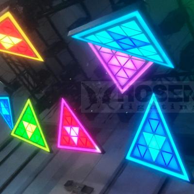 China Hotel Manufacturer DMX512 Winches Kinetic LED Panel Lights Lift Up Triangle Panel Pixel LED Lifting for sale