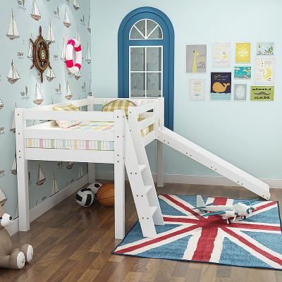 China Hot Sale Solid Wood Kids Single Sleeper Mid Bunk Kids Furniture Bed With Slide for sale