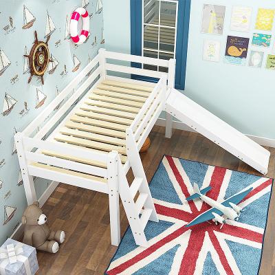 China Solid Wood Natural Furniture Loft Kids Slide Single Wood Double Bunk Beds With Storage for sale