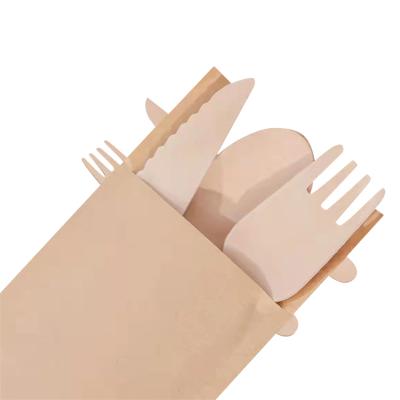 China Utensil Fork Knife Spoon Gold Flatware Disposable Cutlery Set Wooden Fork Cutlery for sale