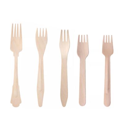 China Disposable Small Wooden Fork Holder Cutlery Handle Travel Biodegradable Wooden Fork for sale