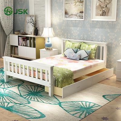 China Modern Nordic White Wooden Kids Furniture Bedroom Single Bed Kids Bed With Storage for sale