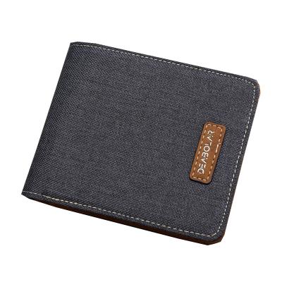 China 2021 New Fashion RFID Men's Card Holder Wallet Jean Canvas Custom Logo Mens Slim Wallet With Money Clip for sale