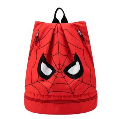 China Waterproof Fleece Dry Bag For Kids Cartoon Pattern Kids Sports Gym Swimming Backpack Duffel Bag With Shoe Storage for sale