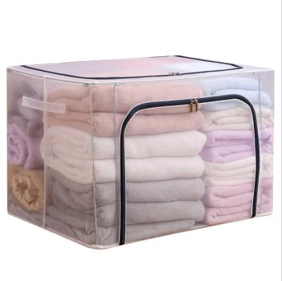 China Large Contemporary Storage Box Clear PVC Mesh Storage Bag With Steel Frame Toys Poke Storage Box for sale