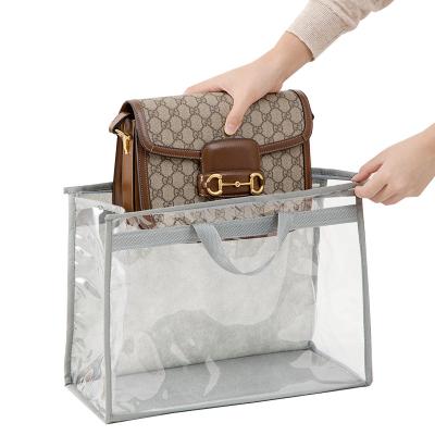 China Gray Transparent PVC Dust Cover Dust Bag Reusable Household Wardrobe Organizer Hanging Bag for Handbags for sale