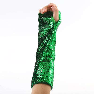 China US Hot Selling Elastic Dress Decoration PET Half A Elastic Long Sequins Pair Gloves Sequined Glove for sale