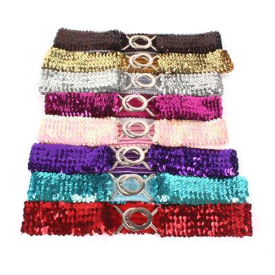 China Fashion.Casual sequins belt gorgeous fashion female silver belt for buckling custom elastic belt sequined belt manufacturer wholesale for sale