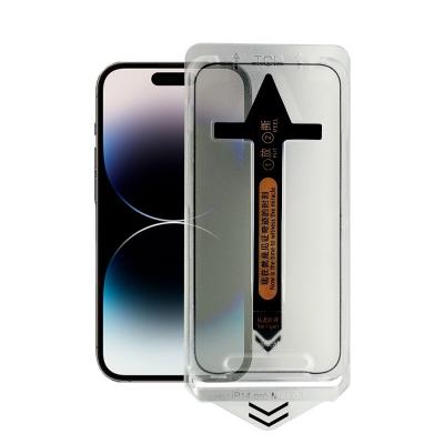 China 2nd magic cell phone box matte tempered glass for iphone 14 pro max easy install ez fit screen protector with install kit tra for sale