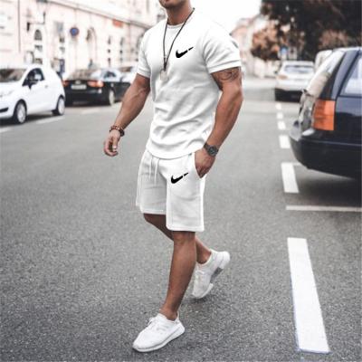 China Breathable Breathable Brand LOGO Mens 2 Piece Biker Shorts Set Solid T-Shirt And Jogger Crewneck Summer Apparel Shorts Sleeve Abbreviations Mens for sale