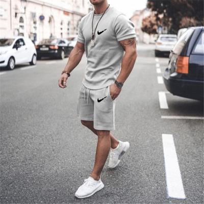 China Brand LOGO Brand Crewneck Terry French T-shirt Summer Tracksuit Sports Breathable Solid Short Men and Short Sleeve Abbreviations Two Piece Set for sale