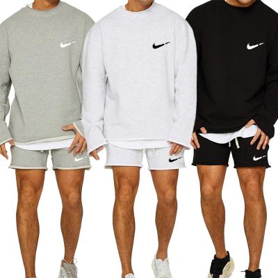 China Breathable Breathable ODM Mens Sweater Custom OEM Logo Oversized Two Piece Tracksuit Shorts Sweatshirt and Shorts Set Sweatsuit Unisex Jogging Suit for sale