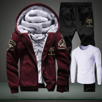 China Wholesale Hot Men's Winter Fashion Anti-Shrink Team Anti-Shrink Hood Tracksuits For Men Casual 3 Pieces for sale