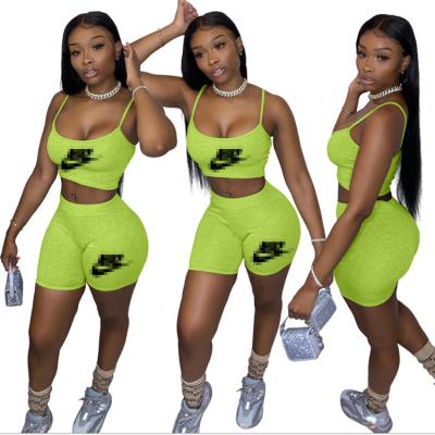 China anti-wrinkle Anti-wrinkle summer ladies shorts suits custom LOGO plus size women clothing 2 piece set women shorts for sale