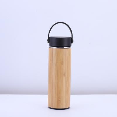 China 400ml Stainless Steel Water Bottle Sustainable Wholesale Bamboo Coffee Thermos Bottle for sale