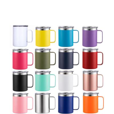 China 12oz Sublimation Tumbler Steel Enamel Metal Tea Cups Durable Solid Coffee Mugs for Camping for sale