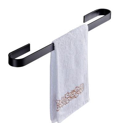 China Modern Fashion Style Square Punch Off Wall Mounted Black Bathroom Towel Rack Hand Towel Shelf 60cm for sale