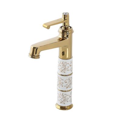 China Hot Selling Metered Faucets Cold And Hot Water Mixer Basin Gold Mixer Single Handle Bathroom Water Faucet for sale