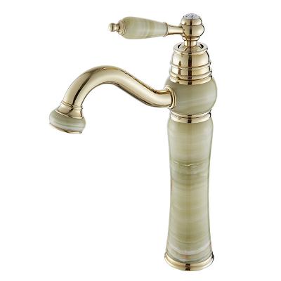 China Jade Metered Luxury Bathroom Faucets Contemporary Brass Gold Faucet Sink Faucet Jade Metered for sale