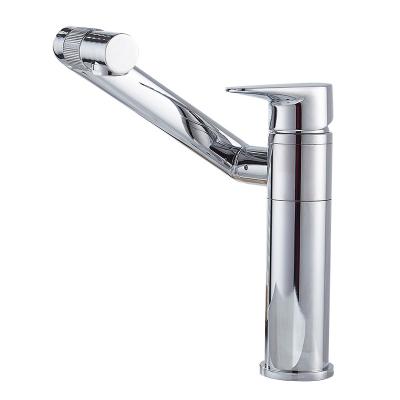 China New Style Metered Faucets 360 Degree Rotation Chrome Plated Deck Mount Bathroom Basin Faucet for sale