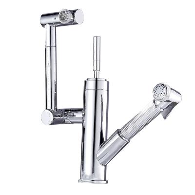 China High Quality Chrome Copper Faucets Bathroom Basin Mixer Tap Modern Rotation Metered Bathroom Faucet for sale