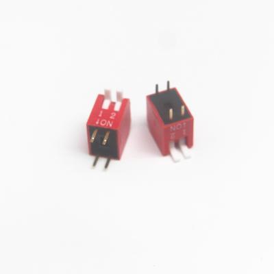 China Standard Right Flat DIP Switch 1P 2P 3P 4P 5P 6P 7P 8P Keyboard 2 Bit DIP Insert Dial Red Pitch 2.54mm Code for sale