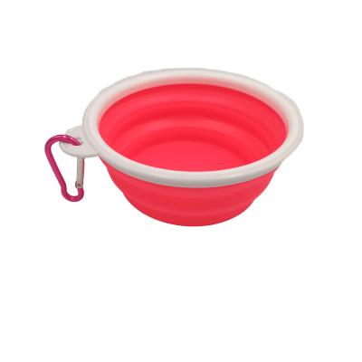 China Sustainable 1000ml Custom Logo Collapsible Silicone Foldable Travel Food Pet Dog Bowl Pet Dog Double Bowl Adjustable Height for sale