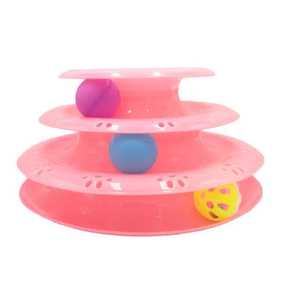 China Sustainable The latest explosion of customized three-level carousel track plastic small ball interactive teasing cat toys for sale