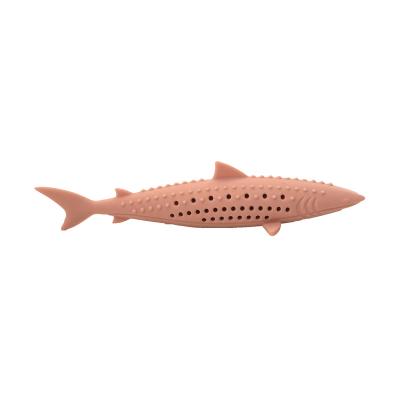 China Sustainable Wholesale Fun Cat Mint Interactive Tooth Grinding Toys Rubber Fish Type Anti Bite Pet Cat Chewing Toys for sale