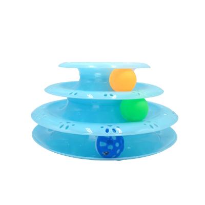 China Sustainable Hot Selling Three-Layer Turntable With Balls Cat Toy Funny Interactive Cat Toynew Pet Toys Pets Toys And Accessories for sale