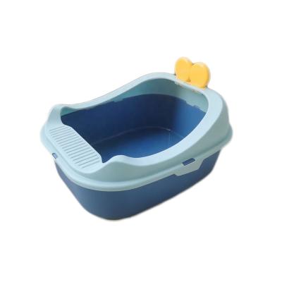 China Plastic Large Space Colorful Design Pet Supplies Luxury Cat Toilet Set Kitty Litter Box Cat Litter Tray for sale