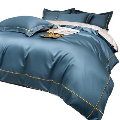 China Casa 200-Cuenta Tencel bordado de hielo de doble cara hojas de seda y seda lisa de cama de manta desnuda en venta