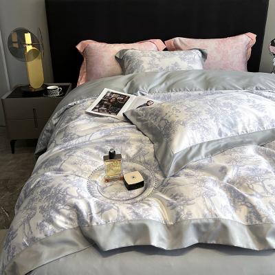 China Luxe gewassen katoenen zijde borduurwerk 4 stuks beddengoed set voor king size comforter set Te koop