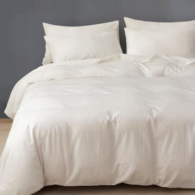 Cina Long Staple Cotton tessuto biologico densità biancheria da letto set crema 3pcs copertura copriletto 100% cotone in vendita