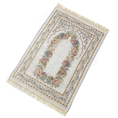 China Plush Pile Height Abstract Pattern Cotton Yarn Embroidery Muslim Islam Prayer Mat for sale