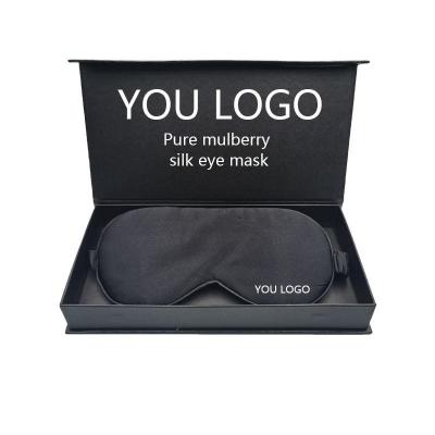 China Custom Logo Label Rein 100% Mulberry Seiden Augenmaske für Schlaf Solides Muster Zuhause zu verkaufen