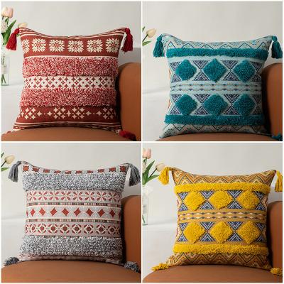 China Bohemian Pattern Tassel Cushion Cover for Decorative Pillowcase for sale