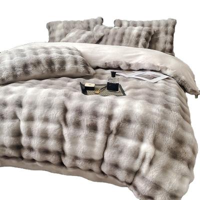 China Luxe en warmte met duurzame melk fluweel mink konijn vacht beddengoed set Te koop