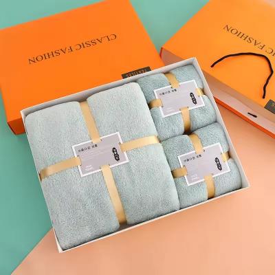 China Soft and Absorbent Home Hotel Spa Bath Towel Set Gift in Thick Coral Fleece Microfiber for sale