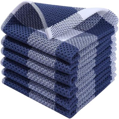 China Pure Cotton Waffle Square Scarves in Customized Color 50g Checkered Absorbent Scarves for sale