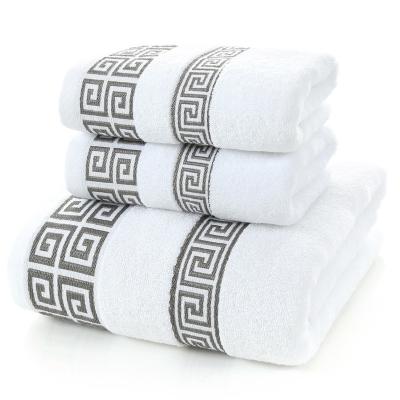 China Custom Thick Super Soft Bathroom Bath 100% Cotton Towel Sets QUICK-DRY Luxury Hotel Embroidery 70*140cm / 35*75cm for sale