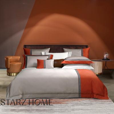 Cina Set di biancheria da letto per hotel 100% cotone 4pcs lenzuola piatta e copertura di copriletto per letto full size in vendita