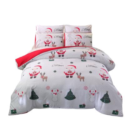 China 40 Fabric Count Christmas Decor Duvet Cover Santa Happy Gift 3D Digital Printing Red Comforter Bed Set for sale