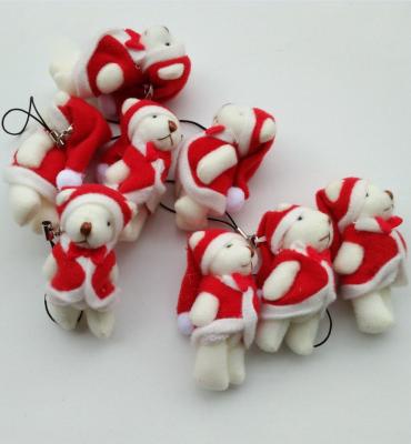 China Mini Christmas Knuckle Bear 6cm Plush Toy Teddy Bear Doll Pendant with 6*3*2cm Size for sale