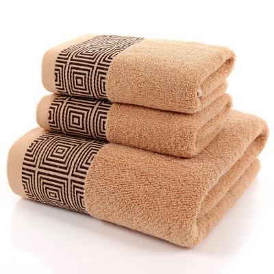 China Thickened Absorbent 3pcs/1set Towels for Home Hotel Gift Sustainable 100% Cotton Fabric for sale