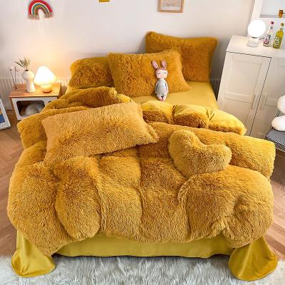 China Age Group Adult Child Ginger Color Plain Dyed Duvet Cover Set for Winter Bed Linen for sale