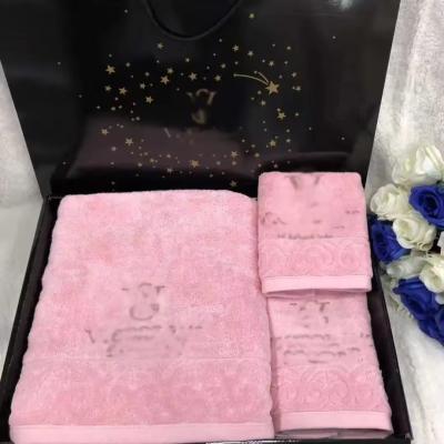 China Polyester Rectangle Towel Set for Hotel Bathroom 2024 Design Trending 35*75cm 70*140cm for sale