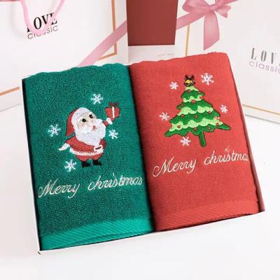 China Christmas Gift Box 100% Cotton Towel Set with Knitted Design and Custom Embroidery for sale