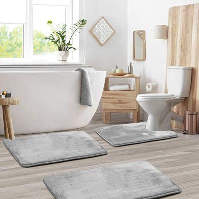 China Comfortable and Durable Rectangle Memory Foam Bath Mat Rug 3pcs Bathroom Floor Rugs for sale